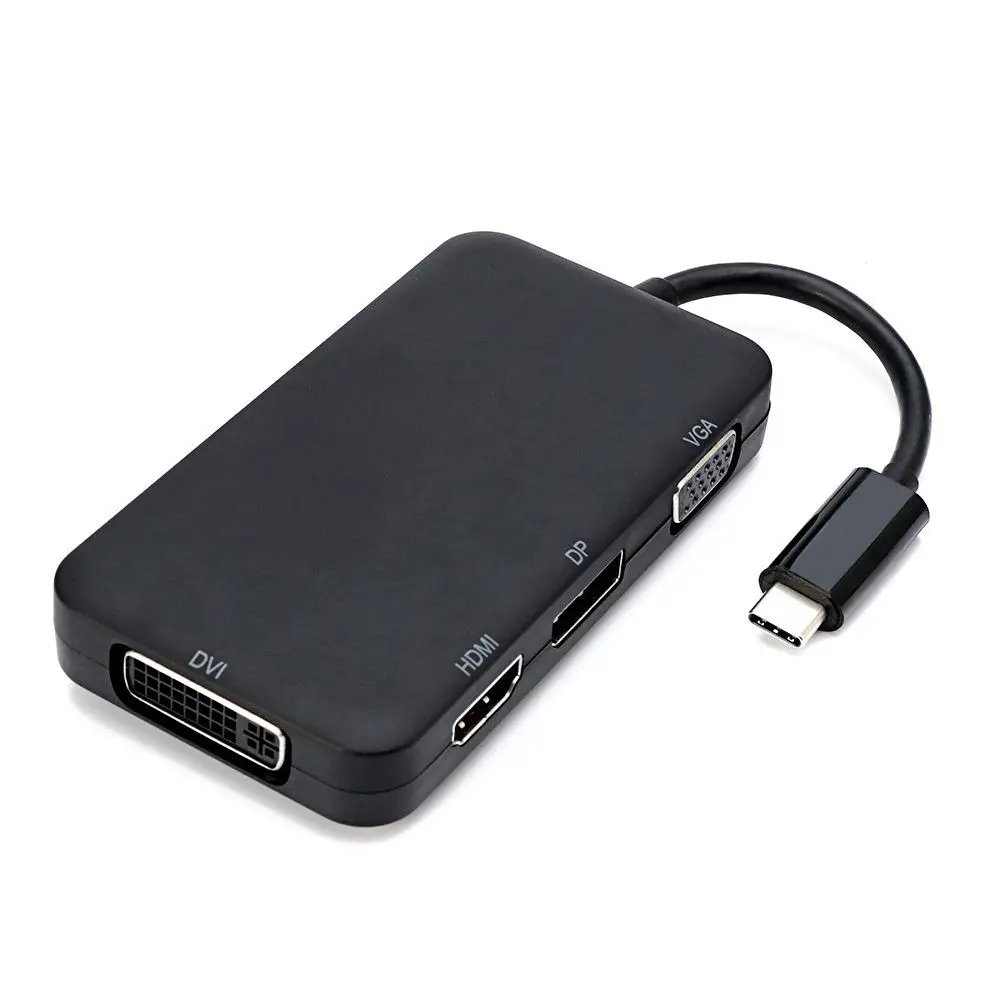 Комбинированный 4 в 1 USB-C 3,1 к HDMI AV& DVI& VGA& DP адаптер для дисплея для ноутбука