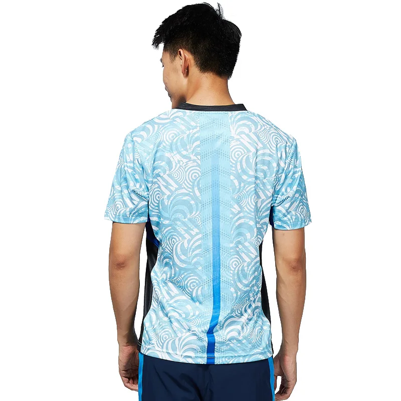 Подлинная Одежда Kawasaki мужская спортивная рубашка для бадминтона с v-образным вырезом и коротким рукавом дышащая теннисная футболка для мужчин ST-T1020