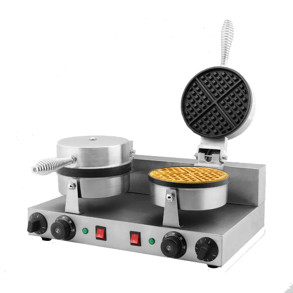 MARCHEF 2000W Commercial Electric Double Waffle Maker Machine Baker Non