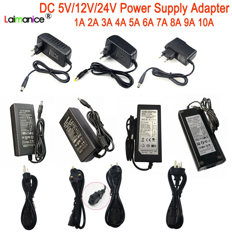 

AC 110V 220V To DC 5V 12V 24V 1A To 10A LED Power Supply Converter Lighting Transformers EU US Plug Driver Adapter for LED Strip