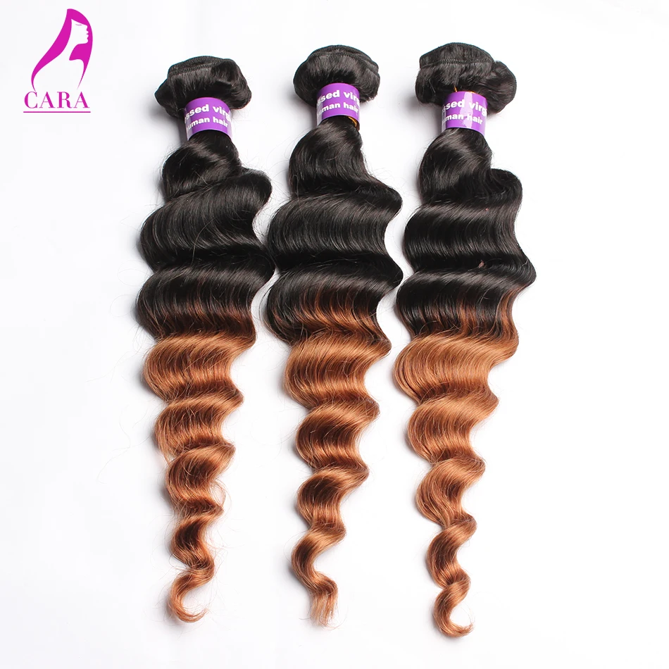 

6A Ombre Hair Extensions Peruvian Loose Wave Two Tone Color 1B/30 100% Peruvian Human Hair Weave Bundles Rosa Hair Products