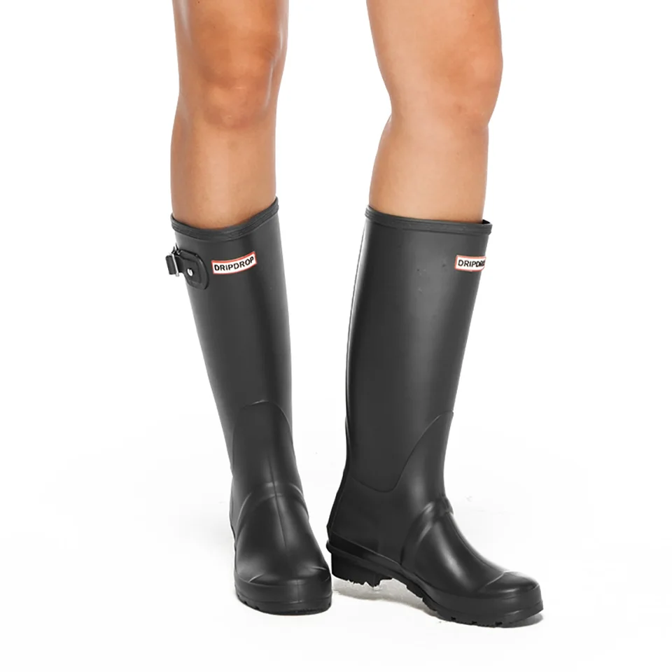 black knee high wellies