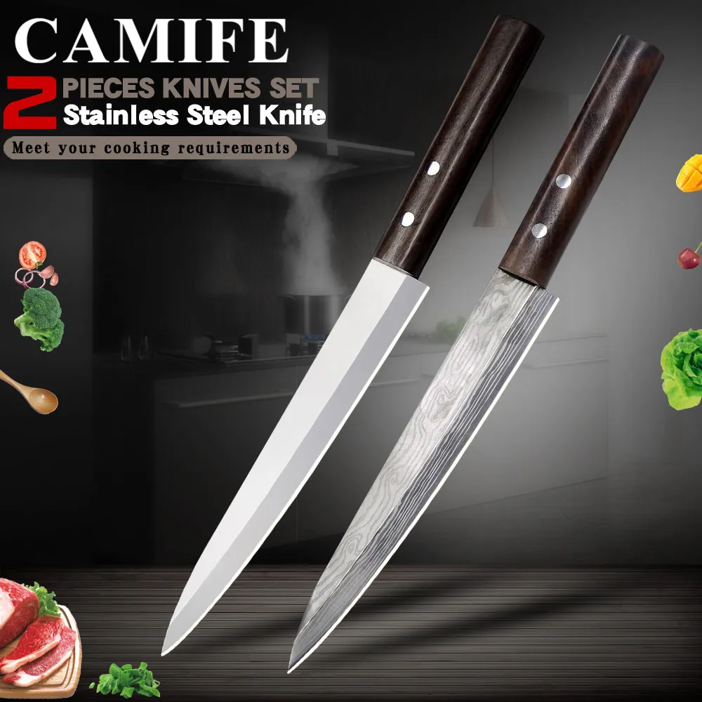 Нож из нержавеющей стали, нож сашими, кухонный нож для резки, лазерный дамасский нож шеф-повара, японский лосось, суши, мелкий нож для сырой рыбы