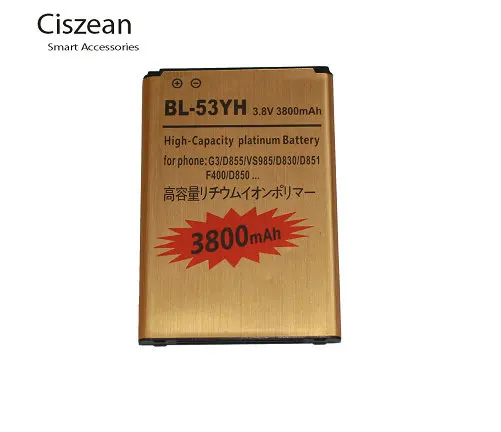 Ciszean 50 шт. 3800 мАч Замена литий-ионный золото Батарея для LG G3 bl-53yh G3 D855 F400 D830 D850 Vs985 D850 d851