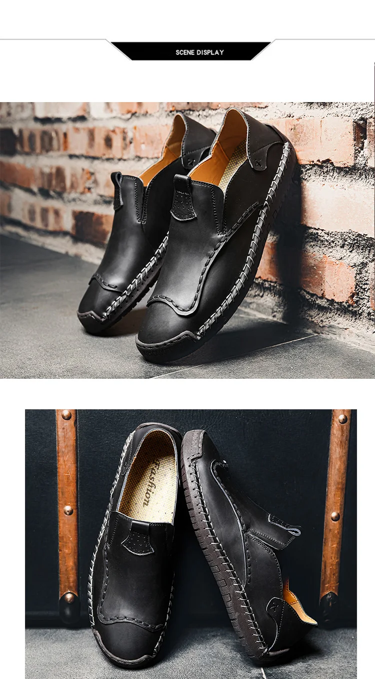 Модные стильные кожаные весенние Лоферы ручной работы; винтажные мужские повседневные туфли на плоской подошве; классические удобные