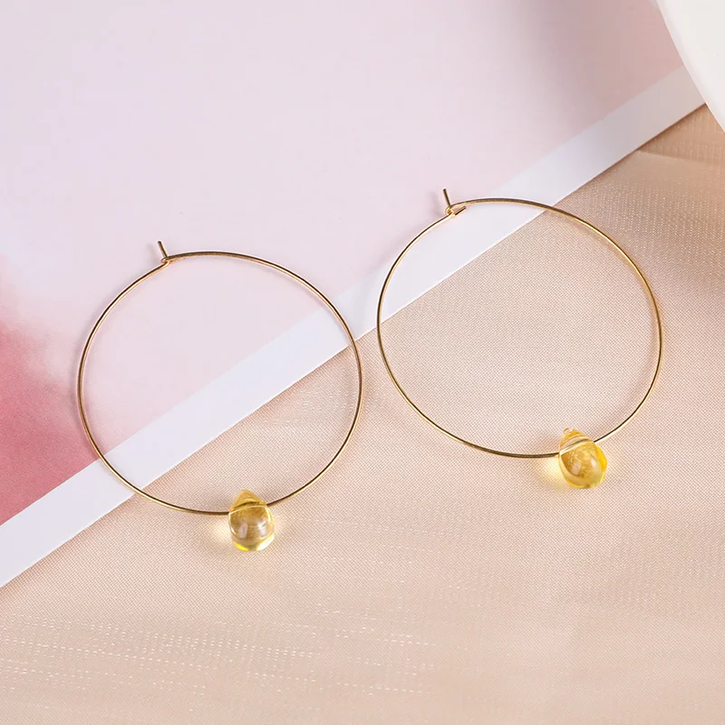 Новые круглые креольские серьги для женщин, модные серебряные золотые серьги-кольца с кристаллами, простые ювелирные изделия, подарки - Окраска металла: 6