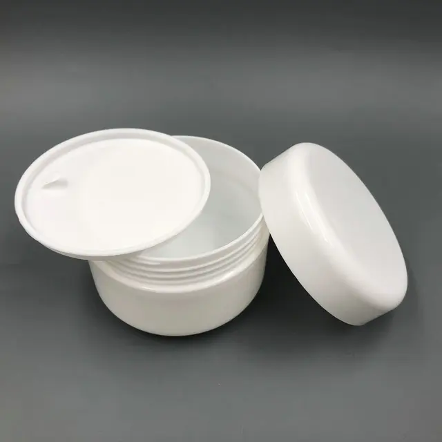 100g Round Empty Plastic Cream Jar with Lids & Inner Cap, 100ml White