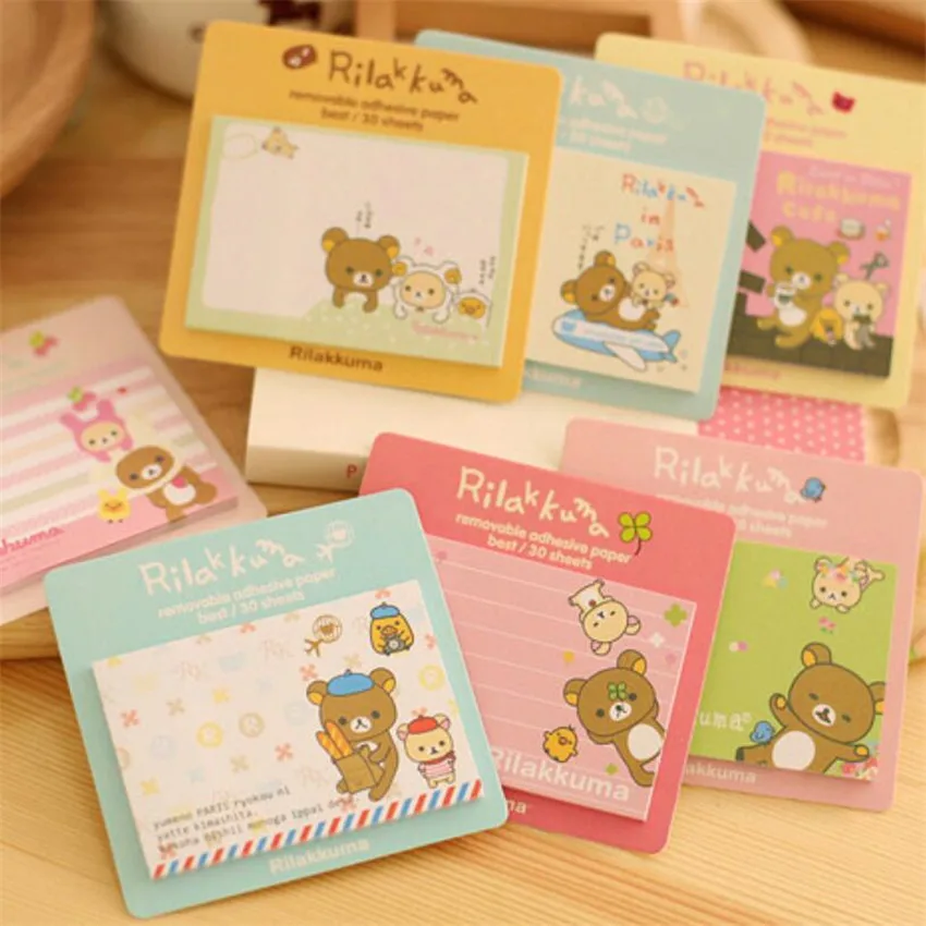 

40pcs/lot NEW Rilakkuma Notepad sticky note Memo message post Removable adhesive paper Wholesale
