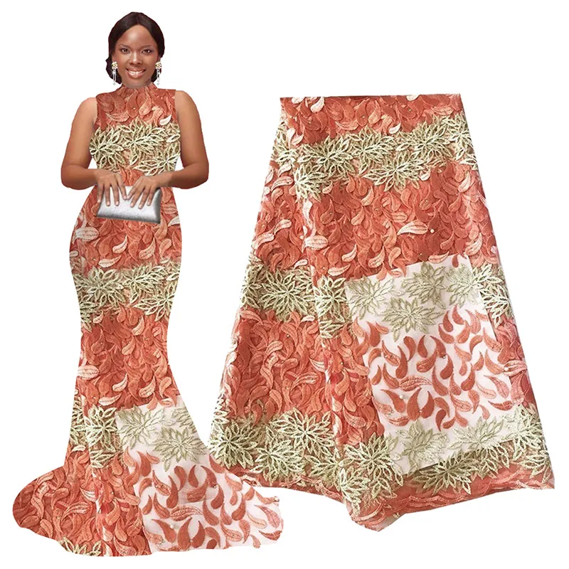 african lace fabric peach