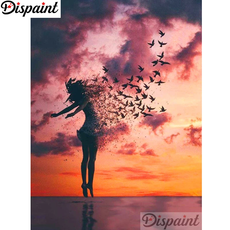 

Dispaint Full Square/Round Drill 5D DIY Diamond Painting "Sunset broken landscape" Embroidery Cross Stitch 5D Home Decor A18431