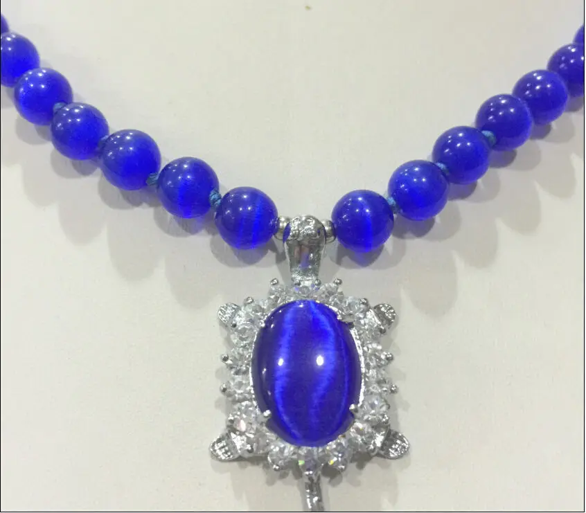 

FREE SHIPPING>@@> RHJ00142 New 8mm Blue Sri Lanka Moonstone Gems Tortoise Pendant Necklace 18