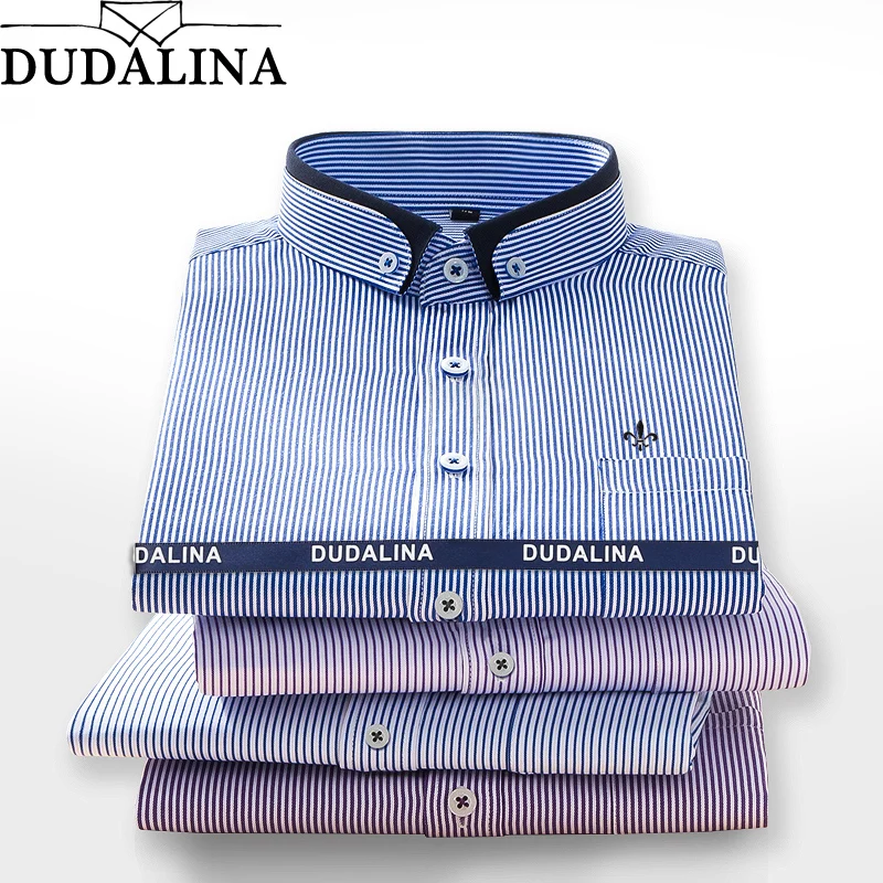 

DUDALINA 2019 Men Shirt Long Sleeved Male Striped Formal Business Shirts Brand Work Shirt Man Party Cloths New Arrival