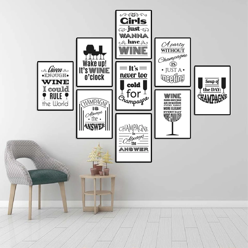 champagne and wine wall art painting