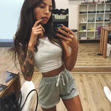 Серый свободные спортивные Шорты Бег Шорты горячие женские фитнес тренировки Бег Шорты отдыха домашняя одежда женщин Шорты брюки