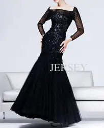 Бесплатная доставка; коллекция 2016 года; большие размеры; черные платья с длинными рукавами; Платья для особых случаев; уникальные вечерние