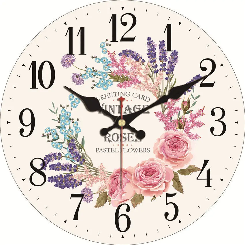 WONZOM винтажные настенные часы Элегантная Роза дизайн Relogio де Parede большие бесшумные часы для гостиной Потертый Шик Кухня Saat Home - Цвет: 23925