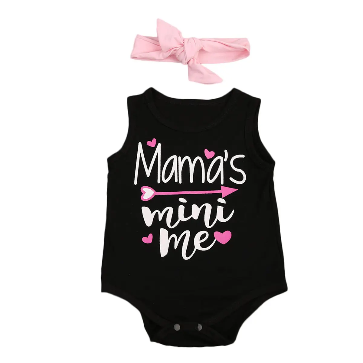 

Pudcoco Newborn Girls Bodysuit Mamas Mini Me Lettered with Headband