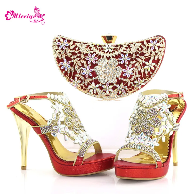 

Latest Women Shoes and Bags To Match Set Sale Ladies Shoes with Matching Bags Set Decorated with Rhinestone Womens Shoes Heels