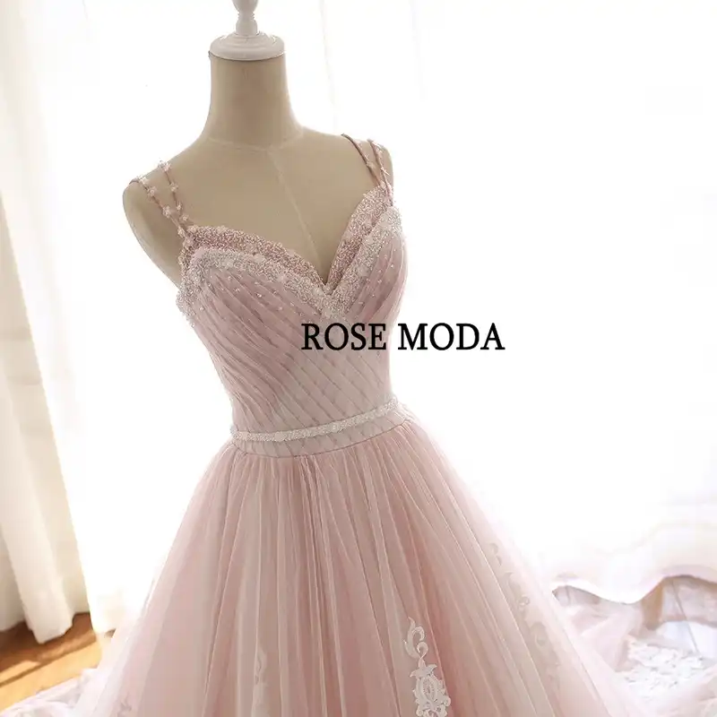 rose gold pink wedding dress