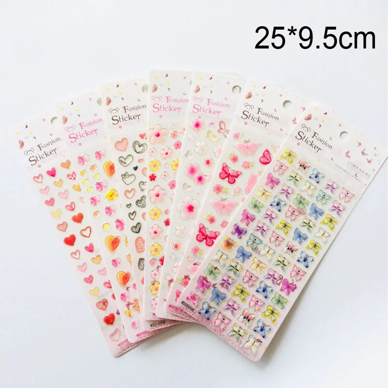 1 Sheet Crystal Epoxy Butterfly Flower Heart Decorative Stickers Dairy Album Decor Phone Bottle DIY Stick Label