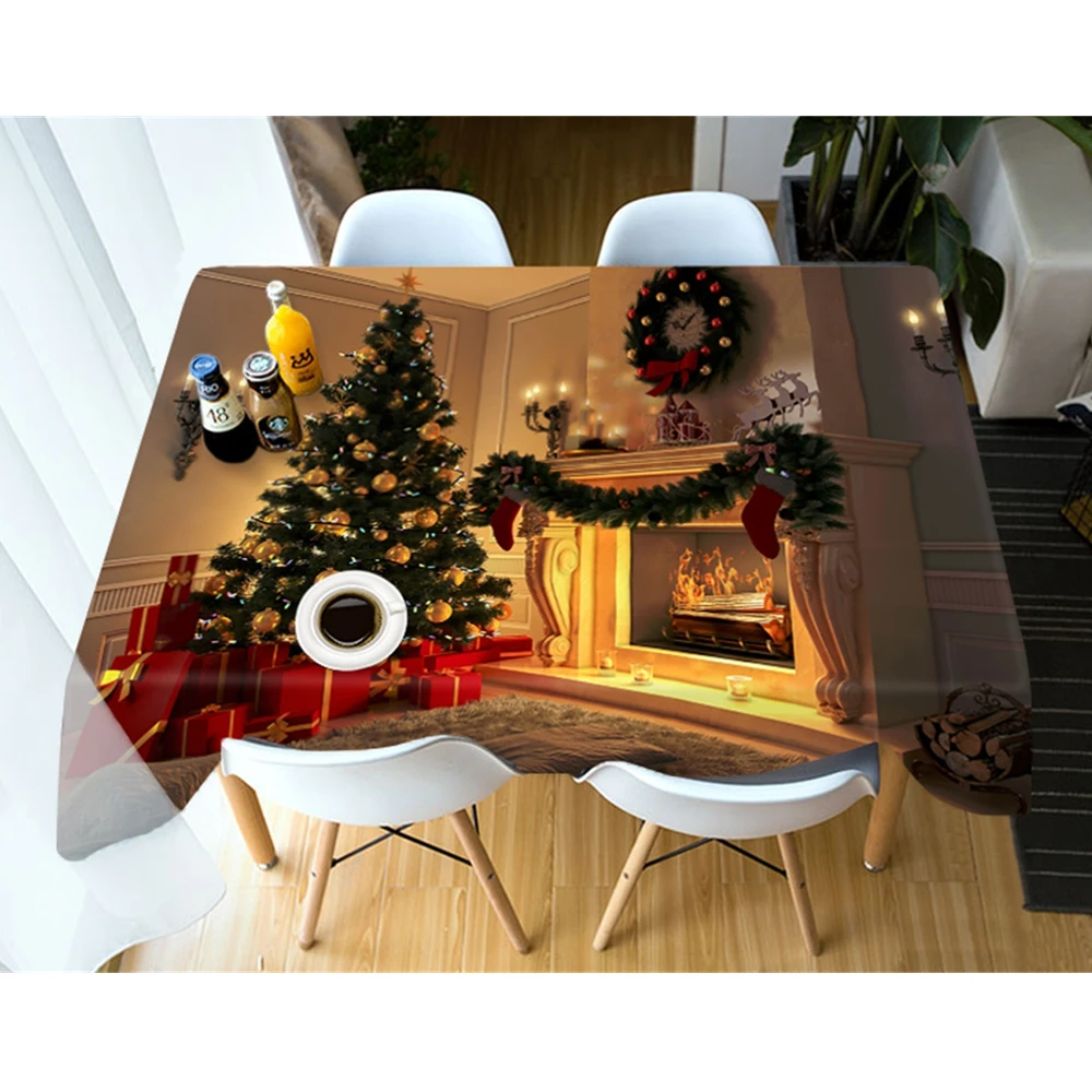 

Thicken Cotton Tablecloth Creative 3d Christmas Tree and Closet Dustproof Cloth Rectangular and Round Table Cloth for Wedding