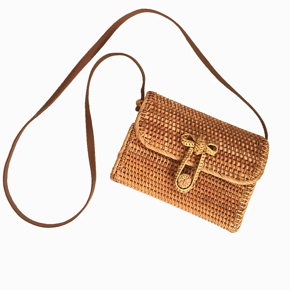 

Summer Rattan Bag square Round Straw Bag Handbags Women Handmade Woven Beach Circle Handwoven Round Retro bag