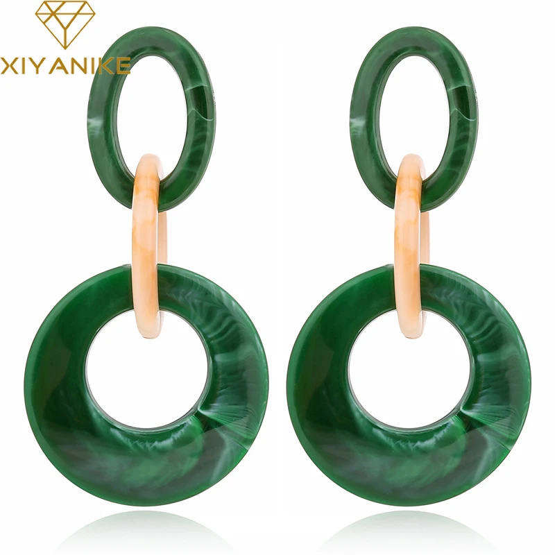 

XIYANIKE Exaggeration Colorful Connect Round Geometry Drop Earrings Acrylic Material For Women Elegant Design Wholesale E1940