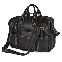 Nesitu Высокое качество Большой Ёмкость черный из натуральной кожи Для мужчин с дорожные сумки Портфели Сумки Курьерские сумки M7028