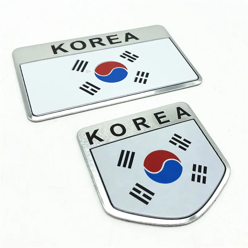 

3D Aluminum Alloy ASIA KOREA National Flag Car Sticker Automobile Motorcycle Exterior Decorating Accessories for Hyundai Kia BMW