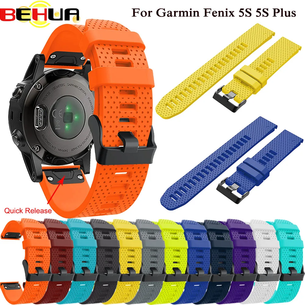 

20mm Watchband Strap for Garmin Fenix 5S Watch Quick Release Silicone Easy Fit Wrist Band Strap For Garmin Fenix 5S Plus Belt