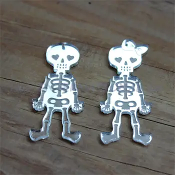 

63.5mm Acrylic Skull for Earrings, Halloween Skull Ornaments Silver Mirror Laser Cutout 2.5"-AC1408