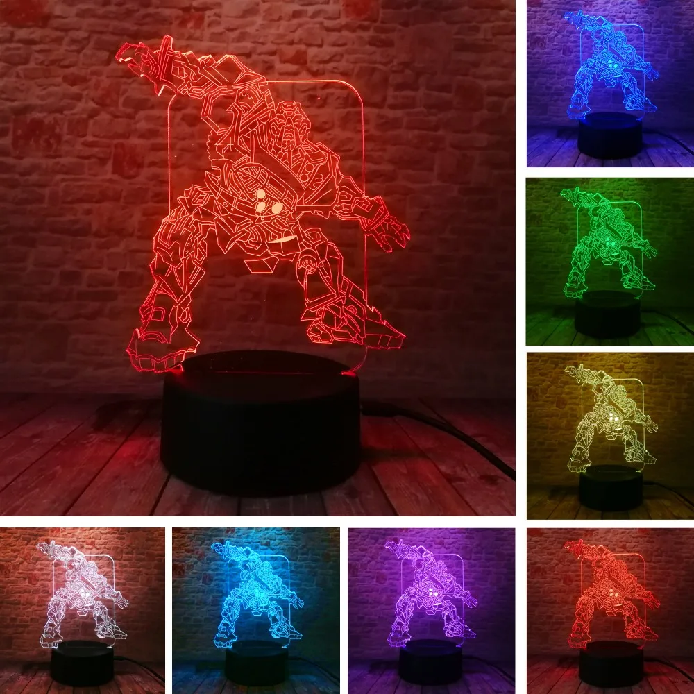 Us 3 99 49 Off Colourful Transformer Autobots Bumblebee 3d Robot Optimus Mood Lamp Color Change Night Light Child Kids Bedroom Deco Xmas Gifts In