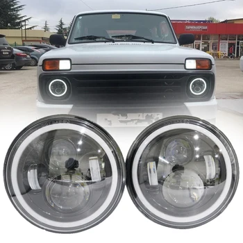 

For Lada Niva Hummer H2 Light 7" 60W LED Projector Headlight for Jeep Wrangler JK TJ LJ Land Rover Defender Hi/Lo Beam Headlamp