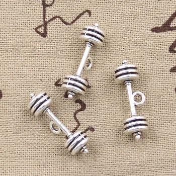 

12pcs Charms Fitness Equipment Barbell 25x7x7mm Antique Bronze Silver Color Pendants DIY Crafts Making Findings Tibetan Jewelry