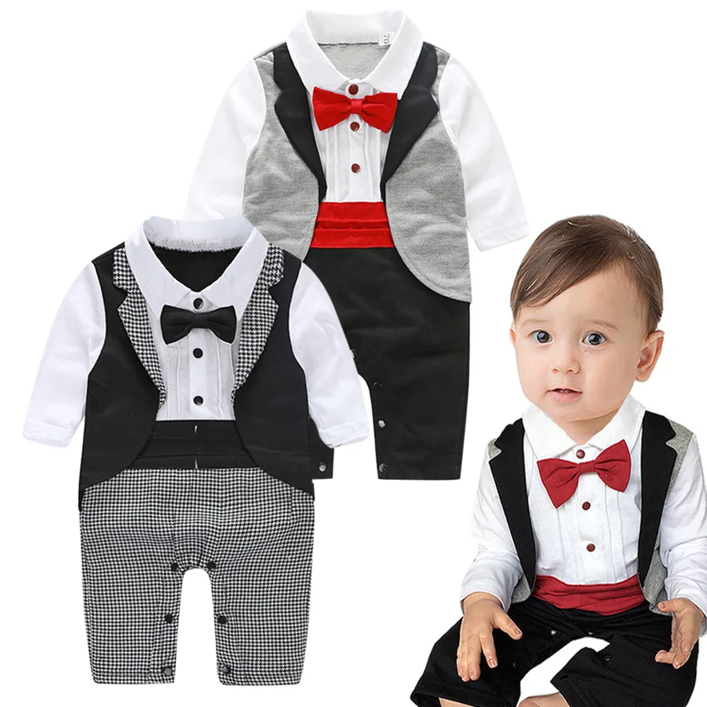 

MUQGEW Infant Clothing Baby Boys Gentleman Bowtie Swallowtail Romper Jumpsuit Outfits costume for boy children's clothing