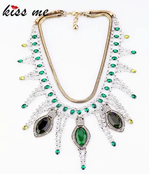 

KISS ME New Statement Jewelry Fashion Alloy Rhiestone Luxury Necklace Factory Wholesale