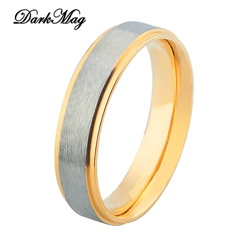 DarkMag Gold And Silver Wedding Rings for Women Men Couple Promise Band Stainless Steel Anniversary Engagement Jewelry
