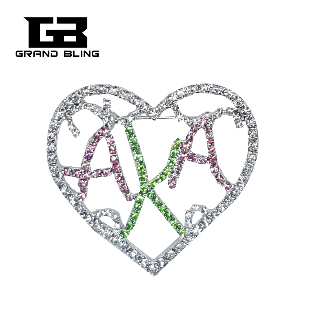 

New Arrival Fantastic Design of AKA Brooch Jewelry with Heart Outline for AKA Sorority