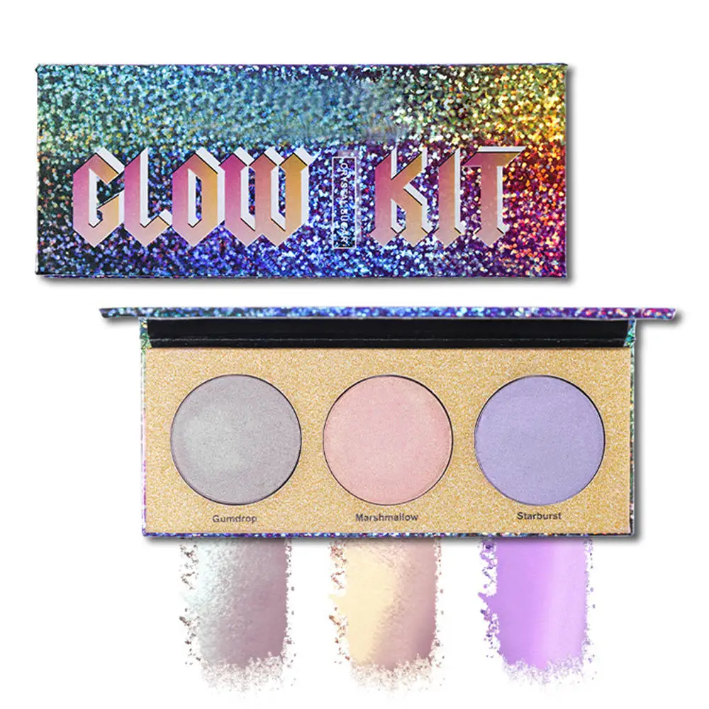 

3 Colors High-gloss Eyeshadow Palette Glitter Waterproof Eyeshadow Powder Shimmer Eye Highlight Palette Cosmetic Set
