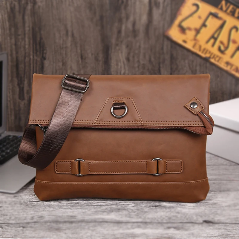 Fashion Soft PU Leather Envelope Bag Business Zipper Messenger