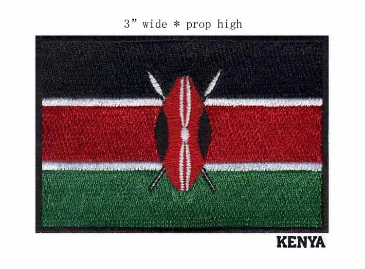 Kenya 3" wide embroidery flag patch for applique on clothes/art/patch