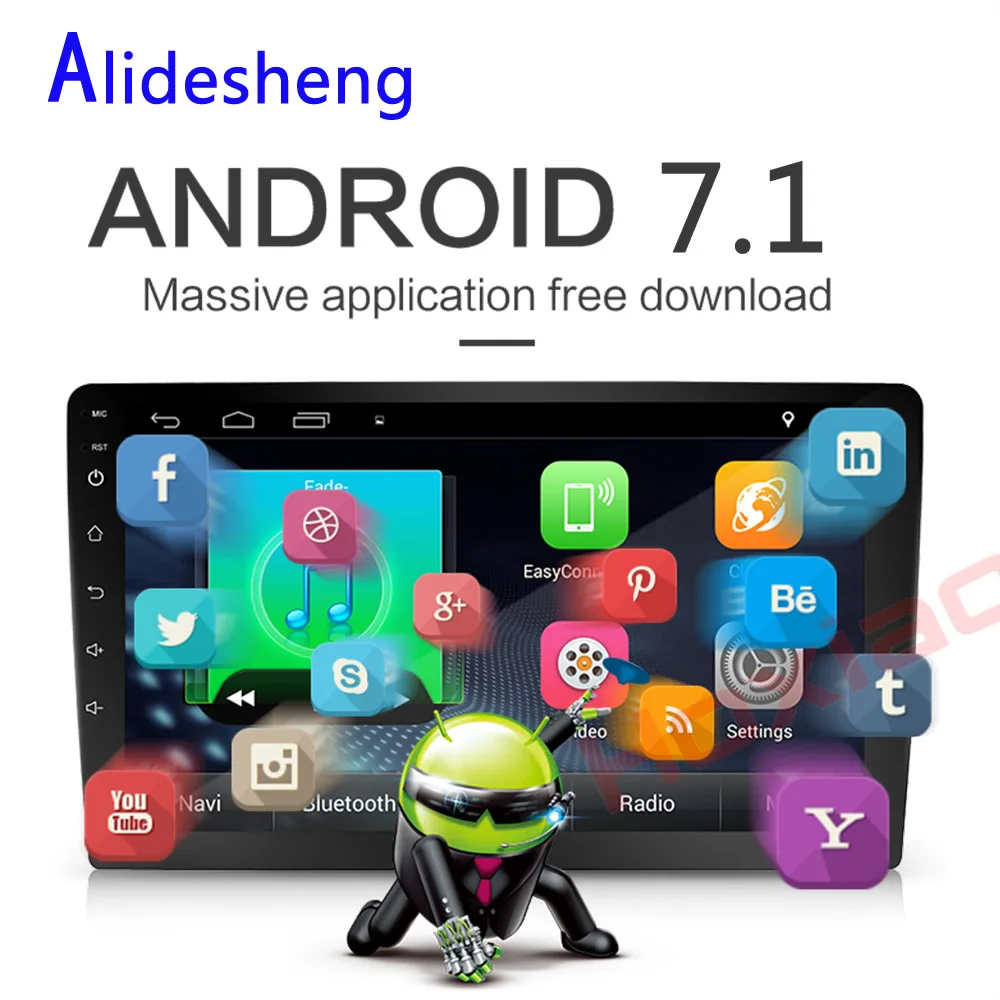 Perfect ONE din 10 inch Quad core Android 7.1 Car DVD Multimedia player WiFi BT Bluetooth GPS navigation Stereo Radio Player 1