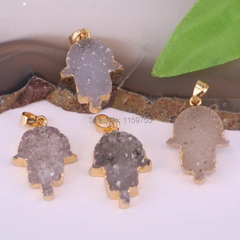 

5Pcs Nature Stone Pendants Beads,Hamsa Palm Pendant,Charm Gem stones Hand Pendants Fashion Jewelry