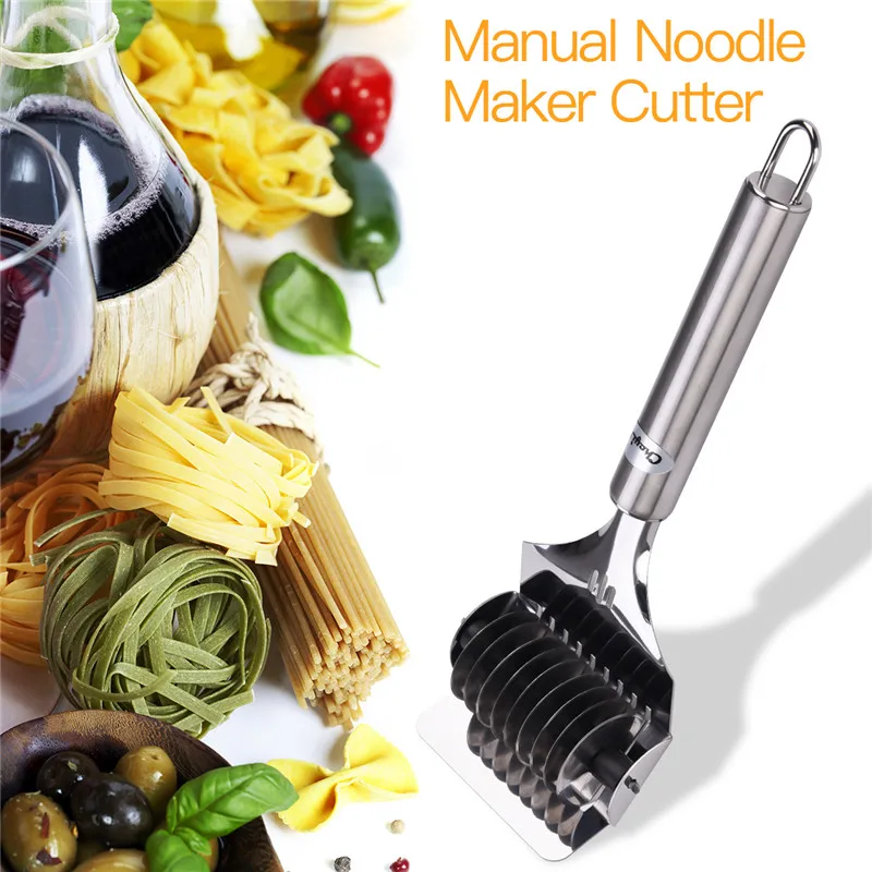 

Stainless Steel Manual Noodles Maker Cutter Vegetable Garlic Slicer Roll Cutter Wheel Knife Shred Spices Knife Kitchen Tool 0
