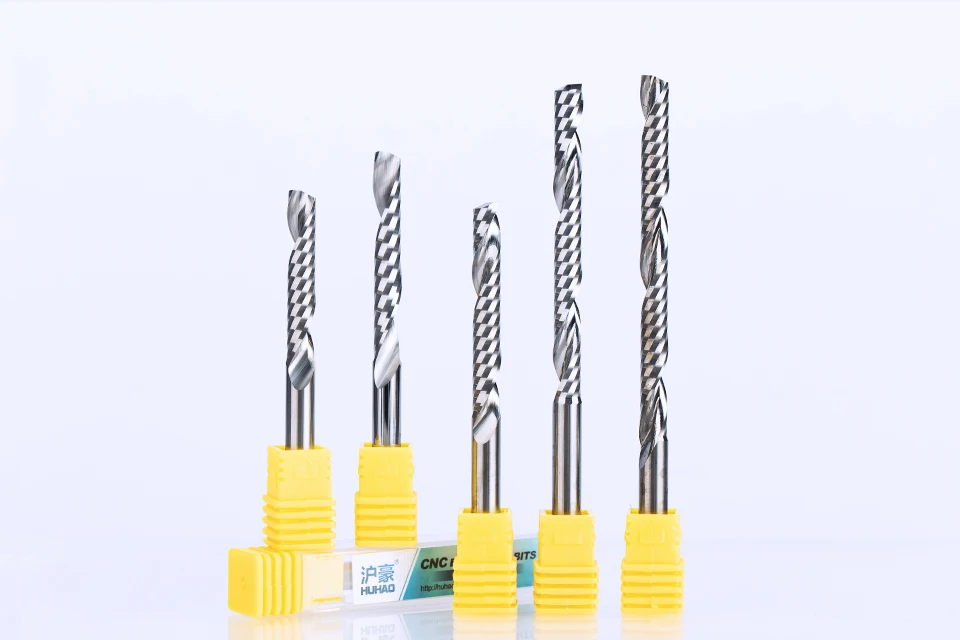 HUHAO 1PC 6mm one Flute Spiral Cutter router bit CNC end mill For MDF carbide milling cutter tugster steel router bits for wood