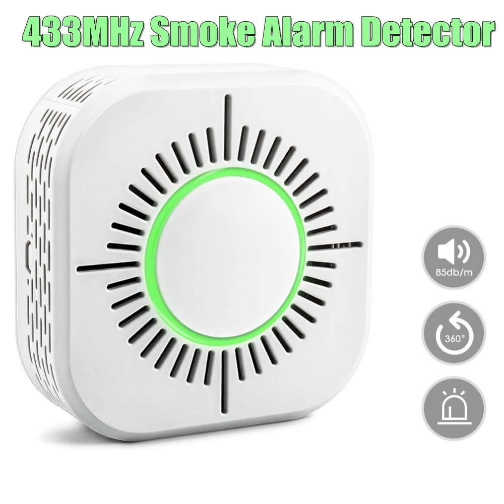 

Smoke Detector Wireless 433MHz Security Alarm Protection Alarm Sensor for Home Factory Security Alarm System