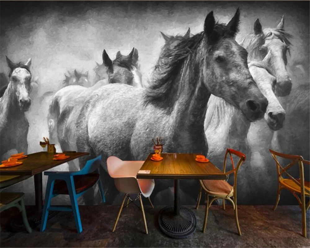 Gratuit Images Beibehang Papier Peint Photo Mural Creatif Cheval Volant Noir Et le plus cool par