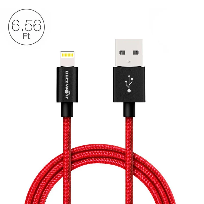 BlitzWolf MFI Certified For Lightning To USB Sync Charge Braided Cable 6 56t 2m For iPhone