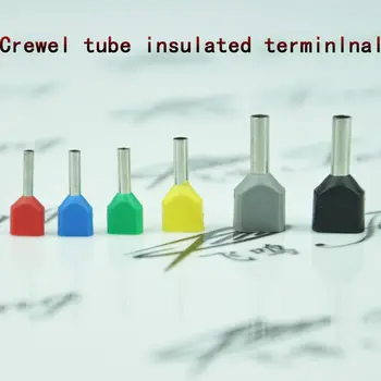 

1000 PCS TE2510 Crewel tube pre-insulating terminal twin pin double pin wire insulated crimp terminal