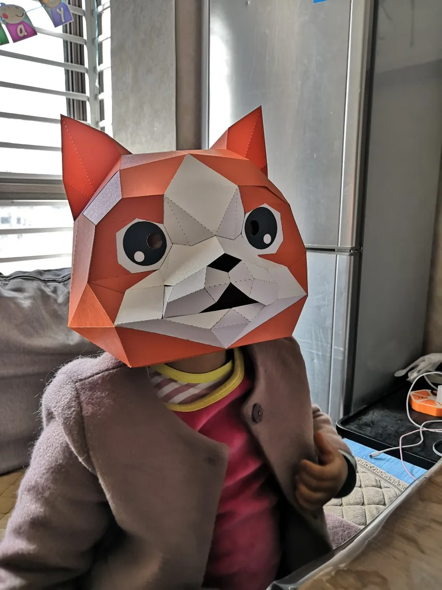 3D Бумажная Маска кошка котенок животное костюм косплей сделай сам бумажная маска